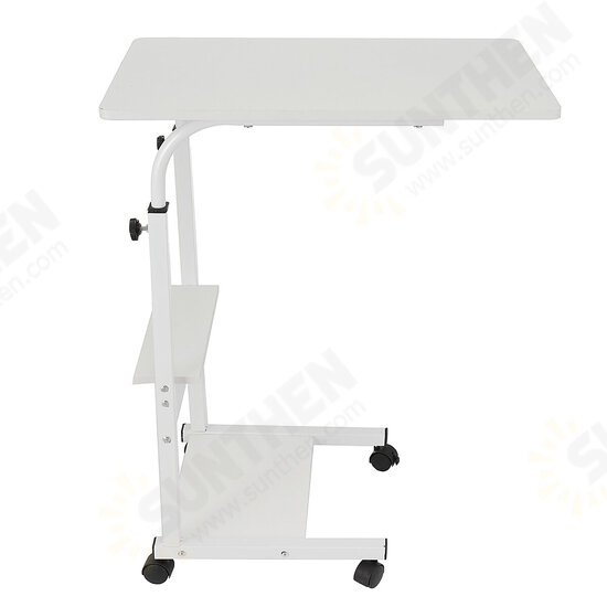 Movable Laptop Desk Adjustable Height Computer Notebook Desk Writing Study Table Bedside Tray with 2 Storage Shelves Home Office Furniture