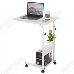 Movable Laptop Desk Adjustable Height Computer Notebook Desk Writing Study Table Bedside Tray with 2 Storage Shelves Home Office Furniture Movable Laptop Desk Adjustable Height Computer Notebook Desk Writing Study Table Bedside Tray with 2 Storage Shelves Home Office Furniture
