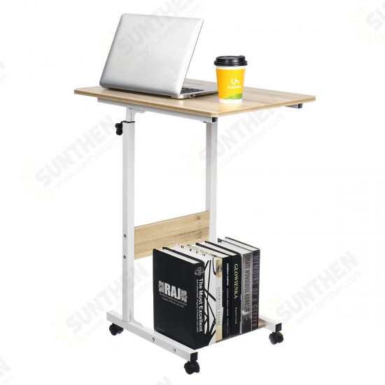 Moveable Computer Laptop Desk Height Adjustable Writing Study Table Book Storage Shelf Workstation with Wheels Home Office Furniture