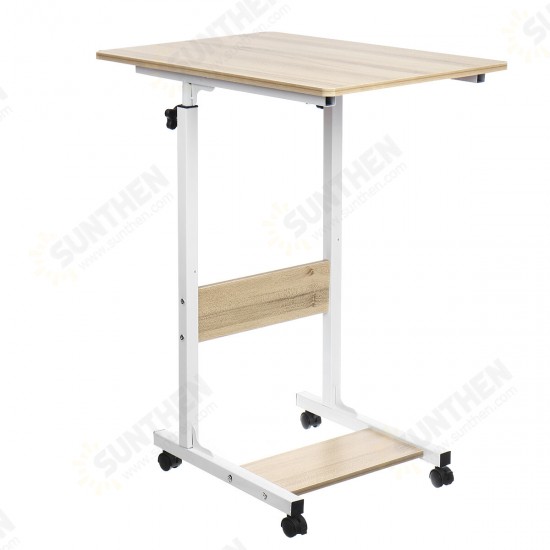 Moveable Computer Laptop Desk Height Adjustable Writing Study Table Book Storage Shelf Workstation with Wheels Home Office Furniture