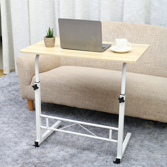 Removable Laptop Table Lifting Desk Tabletop Food Tray Bedside Table Bed Sofa Stand with Wheel