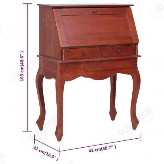 Secretary Desk Brown 30.7inchx16.5inchx40.6inch Solid Mahogany Wood