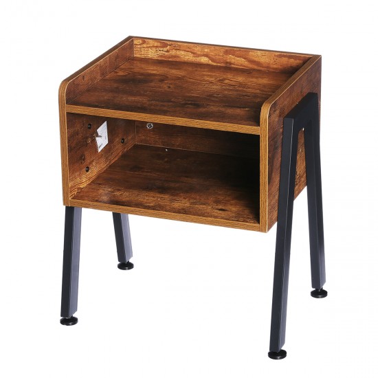 Wooden Table Cabinet Side Table 16inchW 19inchH Metal Frame Cabinet Side Table Modern Craft For Home Office Study Bedroom