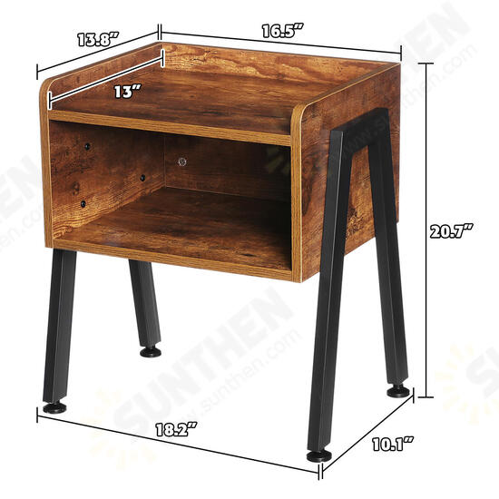 Wooden Table Cabinet Side Table 16inchW 19inchH Metal Frame Cabinet Side Table Modern Craft For Home Office Study Bedroom