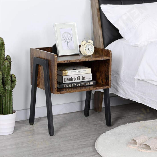 Wooden Table Cabinet Side Table 16inchW 19inchH Metal Frame Cabinet Side Table Modern Craft For Home Office Study Bedroom