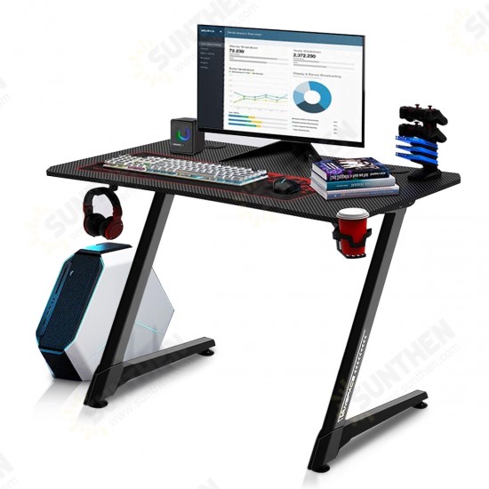 44 Inch Gaming Table Computer Desk Z-Shaped Design Laptop PC Study Writing Table Home Office Ergonomic Black with Large Mouse Pad Gamer Tables