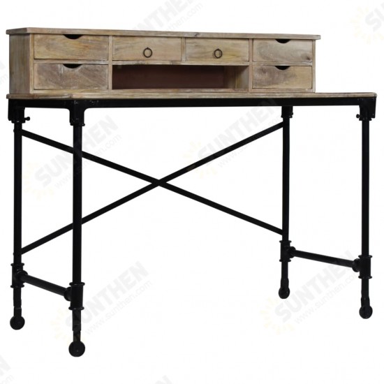 Writing Desk Solid Mango Wood and Steel 43.3inchx19.7inchx37.8inch