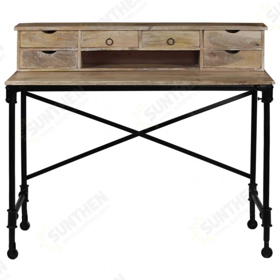 Writing Desk Solid Mango Wood and Steel 43.3inchx19.7inchx37.8inch