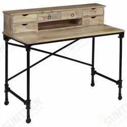 Writing Desk Solid Mango Wood and Steel 43.3inchx19.7inchx37.8inch Writing Desk Solid Mango Wood and Steel 43.3inchx19.7inchx37.8inch
