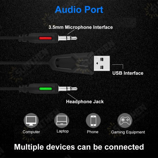 A6 7.1 Surrounding Hifi Sound Gaming Headset LED Headphones with Microphone for Computer Phones