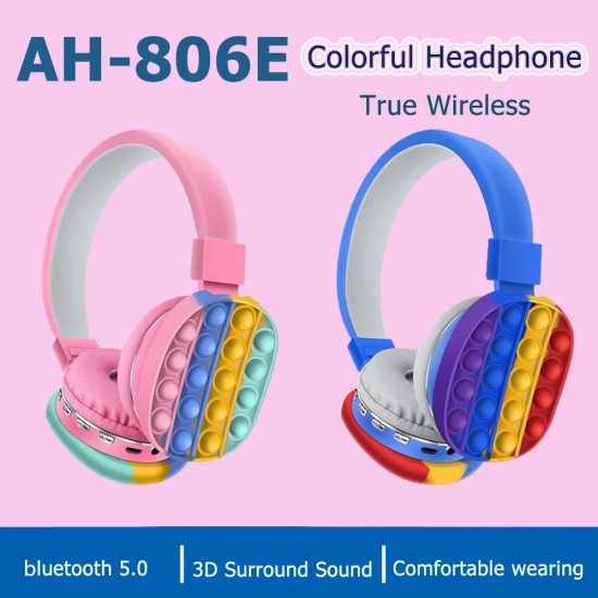 AH-806E Cute Rainbow bluetooth Headphone Stereo Headset TF Card Ultra-long Standby Popite Toys for Children Driver Diameter