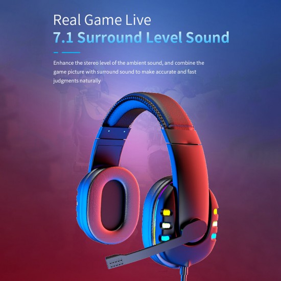 AK-47 Gaming Headphones 7.1 Surround Sound Stereo 40mm Dynamic Drivers Earphone Luminous Adjustable 3.5mm Head-Mounted Wired Headset with Mic