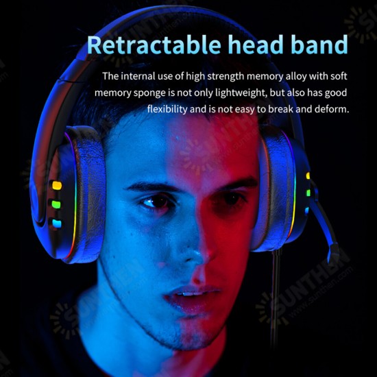 AK-47 Gaming Headphones 7.1 Surround Sound Stereo 40mm Dynamic Drivers Earphone Luminous Adjustable 3.5mm Head-Mounted Wired Headset with Mic