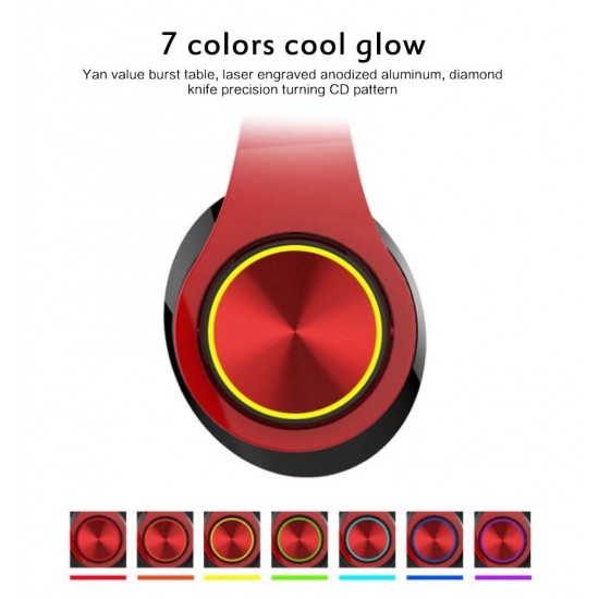 B39 Luminous bluetooth 5.0 Headset Head-mounted Wireless Headphones Heavy Bass Surround Stereo Colorful LED Lights Outdoor Sport