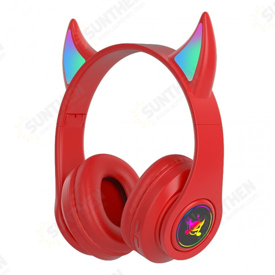 Cat Ear Wireless Gaming Headset bluetooth 5.0 Headphones LED Light Support TF Card Play