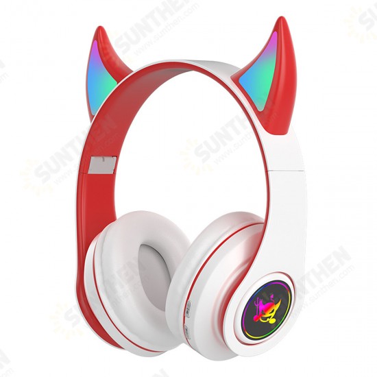 Cat Ear Wireless Gaming Headset bluetooth 5.0 Headphones LED Light Support TF Card Play