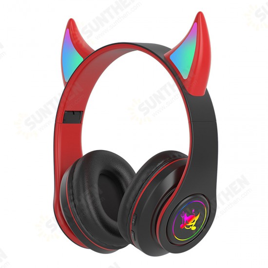 Cat Ear Wireless Gaming Headset bluetooth 5.0 Headphones LED Light Support TF Card Play