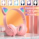 Cute Wireless Gaming Headset bluetooth 5.0 Headphones LED Light Support TF Card Play