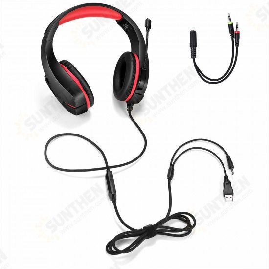 J10 Gaming Headset USB 7.1 3.5mm Wired Deep Bass Stereo LED Light Headphone with Mic for PS4 Xbox PC Laptop Gamer