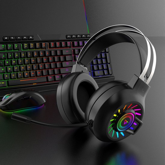 M10 Gaming Headset 50mm Drivers Noise Reduction RGB Luminous Head-Mounted 3.5mm Gaming Headphones with Mic