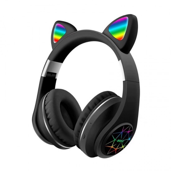 M2 Cut Cat Ear Headphones Wireless bluetooth 5.0 HIFI TF Card AUX-In Luminous Foldable Head-Mounted Headsetwith Mic