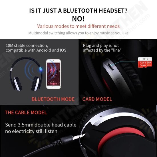 MH7 Wireless Headphones bluetooth Headset Foldable Stereo Gaming Earphones With Microphone Support TF Card