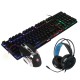 Mice Keyboards Headphones Combo 104-Key Backlit Mechanical Waterproof Wired Keyboard G5 800DPI Wired Mice 7.1 Stereo Sound 3.5MM USB E-Sports Headset with Mic