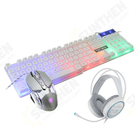 Mice Keyboards Headphones Combo 104-Key Backlit Mechanical Waterproof Wired Keyboard G5 800DPI Wired Mice 7.1 Stereo Sound 3.5MM USB E-Sports Headset with Mic