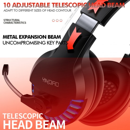 Q2 USB 3.5mm AUX Wired Gaming Headset Over-Ear Surround Bass HD Voice Low Loss RGB Light Headphone With Mic