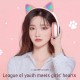 STN-28 Over-Ear Gaming bluetooth 5.0 Headset Glowing Cat Ear Headphones Foldable Wireless Earphone with Mic LED Lights for PC Phone