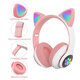 STN-28 Over-Ear Gaming bluetooth 5.0 Headset Glowing Cat Ear Headphones Foldable Wireless Earphone with Mic LED Lights for PC Phone