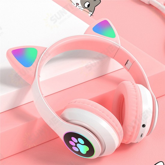 STN-28 Wireless bluetooth Headphones Cute Kids Headset HIFI Bass FM Radio TF Card AUX-In RGB Luminous Foldable Cute Cat Ear Headset with Mic STN-28 Wireless bluetooth Headphones Cute Kids Headset HIFI Bass FM Radio TF Card AUX-In RGB Luminous Foldable Cute Cat Ear Headset with Mic