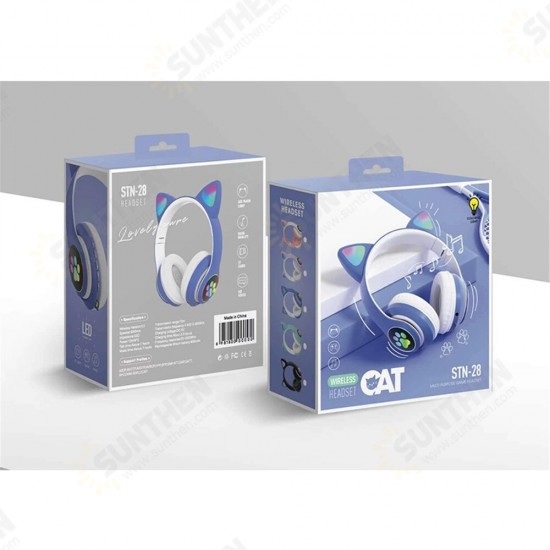 STN-28 Wireless bluetooth Headphones Cute Kids Headset HIFI Bass FM Radio TF Card AUX-In RGB Luminous Foldable Cute Cat Ear Headset with Mic STN-28 Wireless bluetooth Headphones Cute Kids Headset HIFI Bass FM Radio TF Card AUX-In RGB Luminous Foldable Cute Cat Ear Headset with Mic