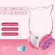 Wired Headphones Stereo Bass Noise Reduction 40MM Drivers Headset 3.5MM Metallic Cat Ear Kid Cute Music Earphone with Mic