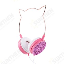 Wired Headphones Stereo Bass Noise Reduction 40MM Drivers Headset 3.5MM Metallic Cat Ear Kid Cute Music Earphone with Mic Wired Headphones Stereo Bass Noise Reduction 40MM Drivers Headset 3.5MM Metallic Cat Ear Kid Cute Music Earphone with Mic