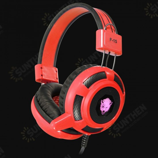 F15 Wired Gaming Headset Luminous Headset LED 50mm Hi-Fi Stereo 3.5mm Jack Headphone