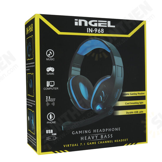 IN-968 3.5mm Gaming Headset Headphone LED Surround Sound MIC For PC Laptop PS4 Xbox IN-968 3.5mm Gaming Headset Headphone LED Surround Sound MIC For PC Laptop PS4 Xbox