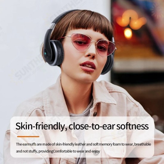 MC BH618 bluetooth 5.1 Wireless Headphones Over-Ear Foldable 3D Stereo Headphones 60 Hours Music Time Support TF Card AUX with Microphone