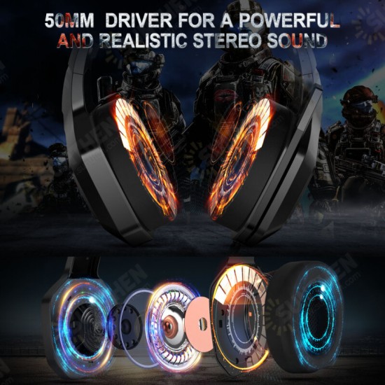 K10 Gaming Headphones 50mm Drivers Unit Noise Reduction RGB Light Wired Headset with Mic