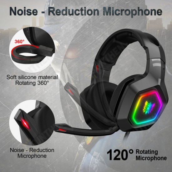 K10 Gaming Headphones 50mm Drivers Unit Noise Reduction RGB Light Wired Headset with Mic