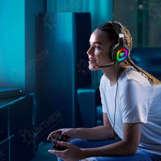 K10 Gaming Headphones 50mm Drivers Unit Noise Reduction RGB Light Wired Headset with Mic