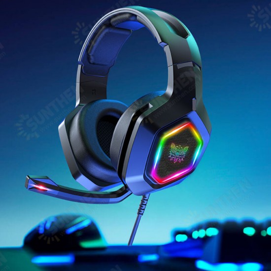 K10 Gaming Headphones 50mm Drivers Unit Noise Reduction RGB Light Wired Headset with Mic