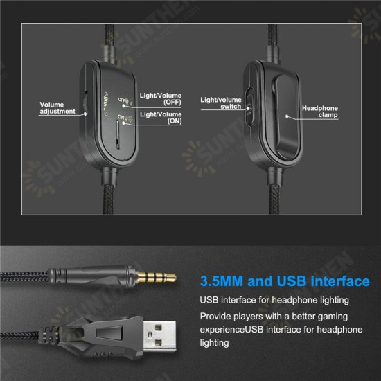 K8 Gaming Headset Wired Stereo Headphones Noise-canceling LED Light Earphone for PS4 XBox PC Laptop Tablet