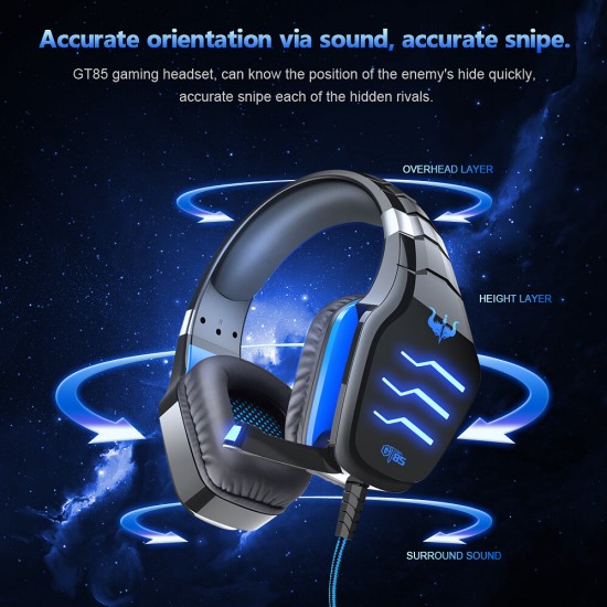 GT85 Wired Gaming Headset E-Sports with Microphone LED Stereo Surrounded HiFi Headphone for PC Laptop