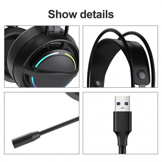 PSH-100 Gaming Headset 7.1 Surround Sound E-sports Wired Over Ear Stereo Headphones with Microphone For PS4 Computer Game PC Laptop