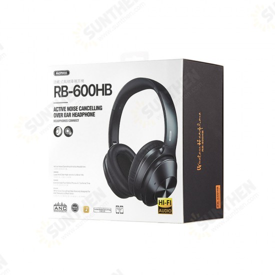 RB-600HB ANC Active Noise Canceling Wireless bluetooth 5.0 Headphone HiFi Stereo Earphones with Mic