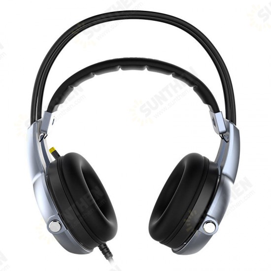 E95-20 USB Virtual 7.1 Gaming Headphone Soft Flexible Stereo Vibration Wired Over Ear Headset with Mic with RGB LED Light