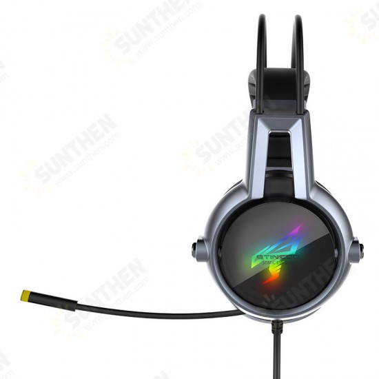 E95-20 USB Virtual 7.1 Gaming Headphone Soft Flexible Stereo Vibration Wired Over Ear Headset with Mic with RGB LED Light