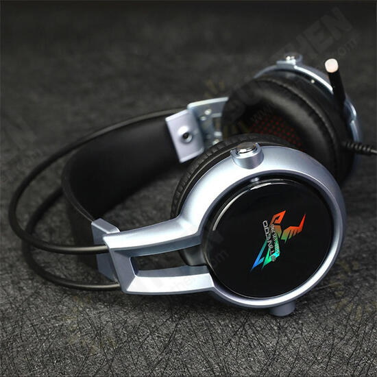 E95-20 USB Virtual 7.1 Gaming Headphone Soft Flexible Stereo Vibration Wired Over Ear Headset with Mic with RGB LED Light