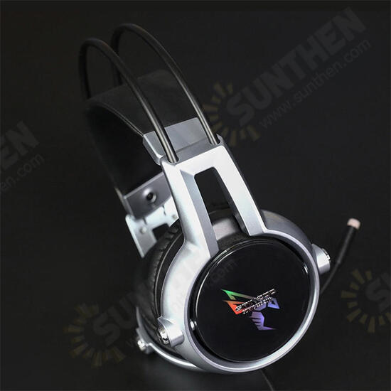 E95-20 USB Virtual 7.1 Gaming Headphone Soft Flexible Stereo Vibration Wired Over Ear Headset with Mic with RGB LED Light